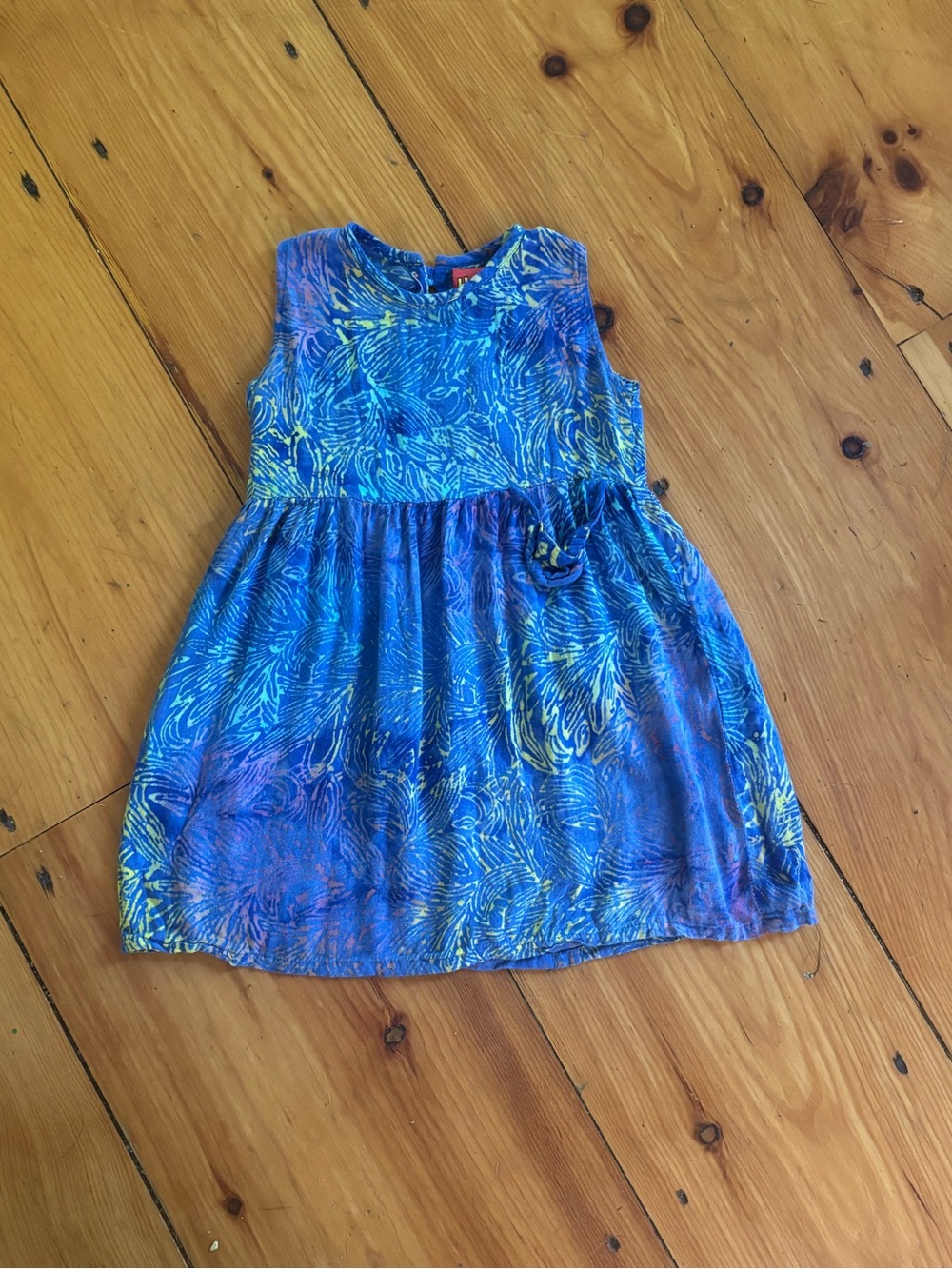 How Bazaar Blue Abstract Print Rayon Dress Girls Size 4 Handmade